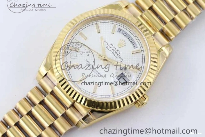 MiroTime 0121 Day Date 40mm YG 904L Steel TWF 1:1 Best Edition White Dial on YG Bracelet A FreshLook 2368